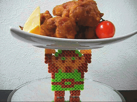 ゼルダの伝説_リンク_唐揚げ_アイロンビーズ_パーラービーズ